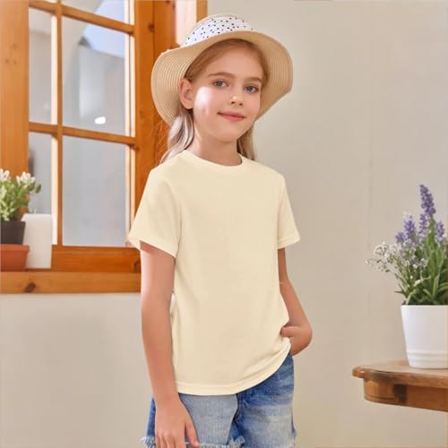 Kids Basic Solid T-Shirts Boys Girls Short Sleeve Cotton Crewneck Tees Teens Casual Loose Fit Shirts Summer Baggy Clothes3
