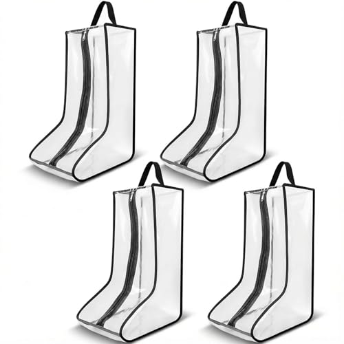 4 Pcs Portable Boots Bag for Cowboy Boots Tall Boot Storage Bags Portable Waterproof Protector Tools for Travel and Daily Wardrobe Shoe Cabinet and Other Home - Black