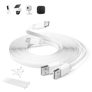 Itramax USB C Verlängerungskabel 5M 2er-Pack,Extra Langes Flachkabel USB A zu USB C Ladekabel für Blink Mini 2/Outdoor 4,eufy Cam S3 Pro,3C/S300,3/S330,SoloCam S340/S220/C210/S40,EZVIZ H6c 2K/CB2,Weiß