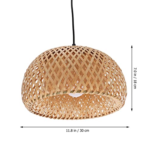 DOITOOL Rattan Pendente de Mão Clara de Cesto de Cesta Leve Rústico Pendurado Leve Lustre Japonês Lu