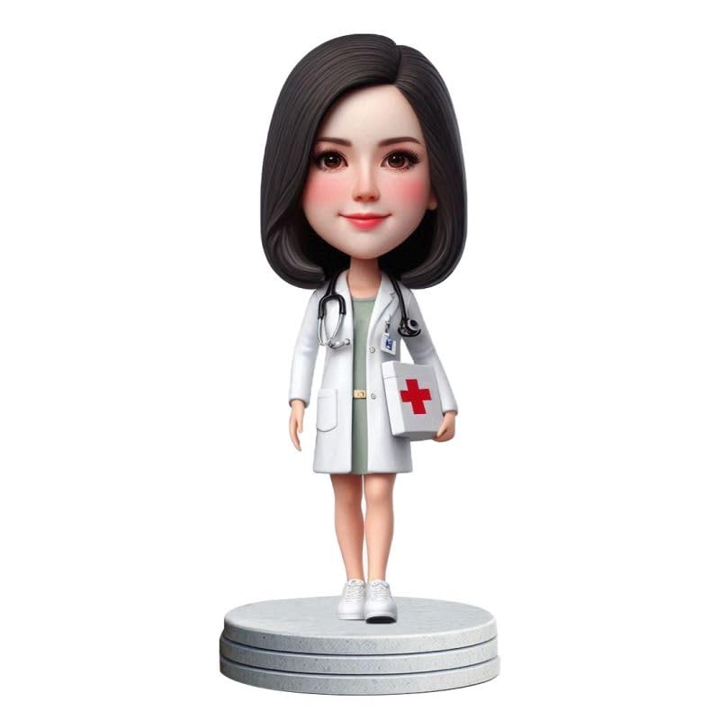 mydedor Custom Bobble Heads Figurine Customized, Female Doctor Custom Bobble Head,Handmade Personalized Sculpture Gift for Women