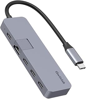 Qwiizlab Multi-Port USB C Hub Adapter with 100W Power Delivery, 1Gbps Ethernet RJ45, 3 USB-C Data Ports for 2023 MacBook Pro M2 Pro/M2 Max, iPad Pro M2/M1, Surface Pro, Laptop