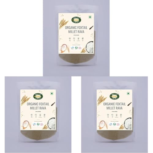 Image of Millet Amma CERTIFIED ORGANIC Foxtail Millet Rava - Pack of 3, 1 kg, High Protein, High Fibre, Stone Ground, Healthy and Organic Foods, Vegan, Nutrient Rich, Healthy Living
