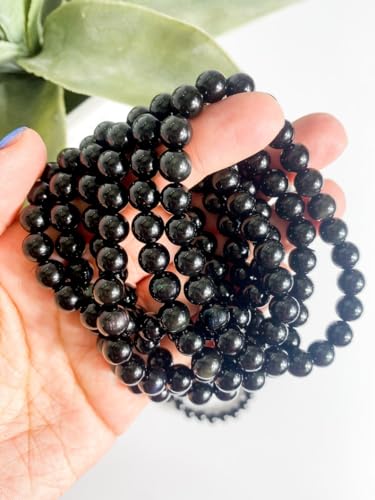 Pierres semi-précieuses obsidienne contre le stress en bracelet extensible de protection