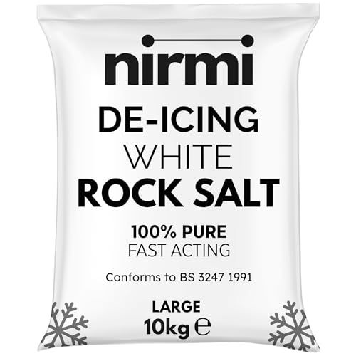 Nirmi White Rock Salt 10kg - Large - Premium De-Icing Grit for Driveways Paths Roads | Fast-Acting & Powerful | Natural Weed Control & Ice Melt