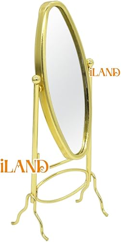 Miniatura 8 de iLAND Muebles para casa de muñecas a escala 112, perchero para casa de muñecas y espejo de longitud completa (color dorado)