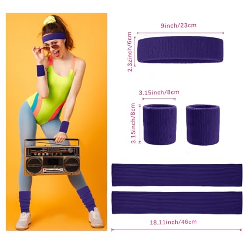 Image of v28 Neon Leg Warmers Set for women Headband Sweatbands Wristbands 80s 90s Pink Running Fanny 80's Plus Size Costumes Pack