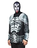 Faux Real Long Sleeve Tee Shirt with Full Fabric Face Mask, Kiss Demon, Large