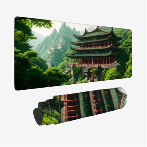 Tappetino Mouse Foresta Tappetino Scrivania,Impermeabile Tappetino per Mouse Padiglione Mouse Pad XXL 1200x600x3mm,Bordi Cuciti Tappetino Mouse Gaming,Tappetino Antiscivolo,Accessori Gaming Q1-784