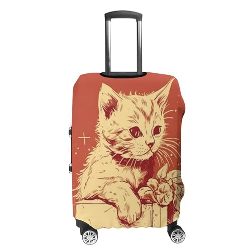Housse de valise de voyage durable élastique chat blanc L