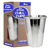 WELVRVIR 20oz 4PCS Stainless Steel Pint Cup,Pint Tumbler,Reusable metal Cups,Stainless Steel Water Tumbler,BPA Free,Stackble,Durable,Unbreakable Metal Drinking Glasses for Bar,Banquet Mugs (4, 20OZ)