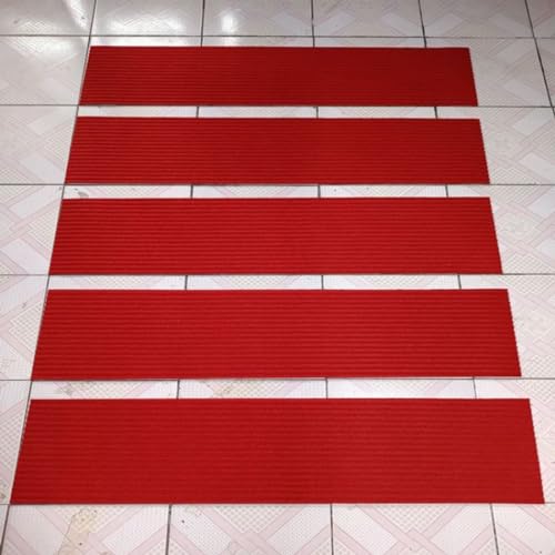 Alfombrillas de escalera interiores para peldaños de madera juego de 15 piezas rojas 2