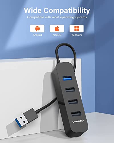 Upgrow 4-Ports Usb3.0 Hub With 5 Gbps For Imac Macbook Surface-Black #TOP4