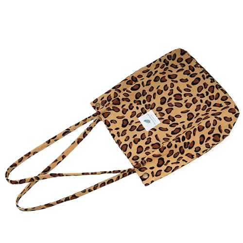 Image of TOPASION Cute Corduroy Tote Bag Canvas Shoulder Handbags for Women Travel Shopping
