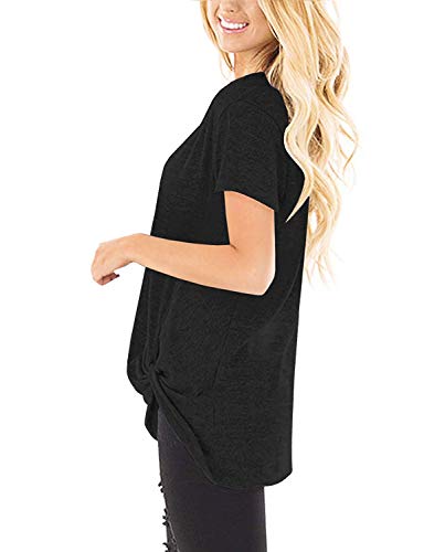 Yidarton blusa feminina confortável casual nó torcido túnica blusas, #2 Black, X-Large