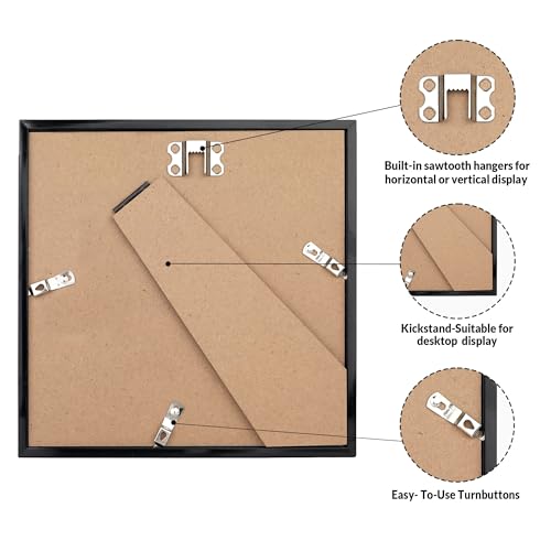 LaVie Home 8x8 Picture Frame - Black Square Frame with HD Plexiglas, Display for Vertical or Horizontal, Classic Collection