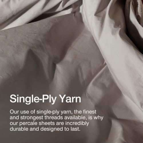 Image of Coop Home Goods Cotton Percale Bed Sheet Set King, Dove Grey, Crisp 100% Cotton Sheets for Hot Sleepers, Breathable Deep Pocket Queen Sheets and Pillowcase Set, Oeko-TEX Certified