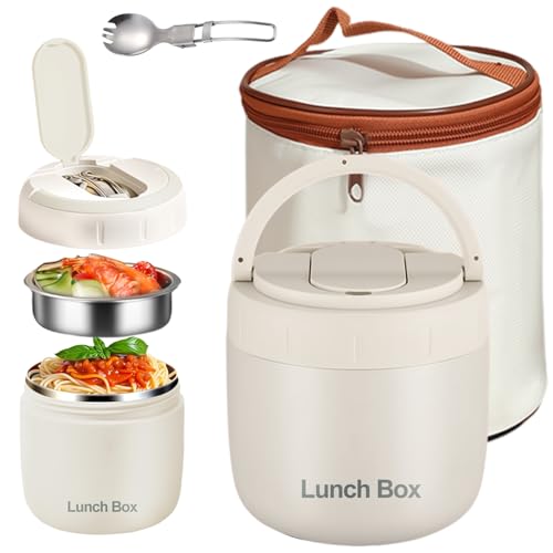 Dwitkul Thermos per Alimenti 1300 ml Contenitore Termico per Alimenti con Cucchiaio e Borsa Termica, Contenitore Termico per il Pranzo, Porridge, Zuppe