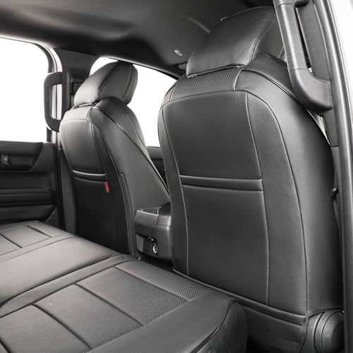Image of EKR Tacoma Back Seat Covers Custom for Toyota Tacoma (Hybrid) 2024 2025 2026 Double cab TRD Sport,TRD Off-Road,Limited,Trailhunter- Second Row Only,Faux Leather(Black)