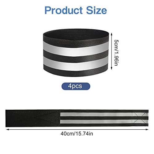 AOROPS Doppel Reflektorbänder, 6 Stück Reflektorbänder mit Klett Reflektierende Sicherheits Armband, Reflektoren Armband Reflektorbänder Schwarz für Outdoor Jogging Radfahren.