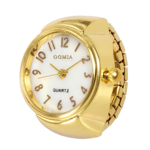 Générique Doigt Quartz Cool Acier Quartz Bague Élastique Montre Cadran Créatif Analogique Montre Homme Coffret Bijoux Enfant Fille Neige (Gold, One Size)