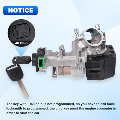 AUTOBABA Ignition Switch Lock Cylinder Assembly Compatible with Honda Accord 2003-2005, CRV 2005-2006, FIT 2003-2005, Odyssey 2005-2008 Replace# 06350-SAA-G30 35100-SDA-A71 (with ID48 Chip Key)