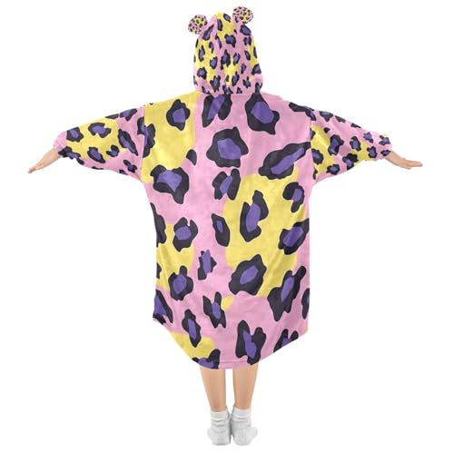 Couverture à capuche violette pour enfants, le cadeau idéal imprimé léopard - 2
