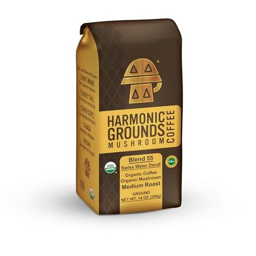 Organic Swiss Water Decaf Medium Roast Functional Mushroom Coffee 14 oz Bag