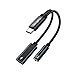 Produktbild USB C Kopfhörer Adapter und Laden, 2 in 1 Typ C auf 3.5mm Klinke Adapter Unterstützt 60W Schnellladung,USB C zu 3.5mm Klinke Aux für Samsung S21/S20+/S20 FE/Note 20/Note10,Huawei P40/Mate40/30 (Black)