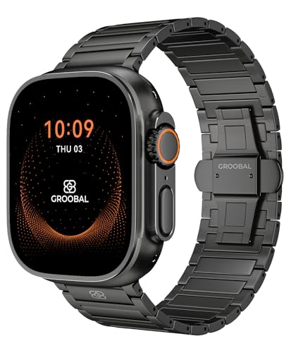 Image of Titanium Band Compatible with Apple Watch Ultra 3 /2 /1 49mm Band for Men & Series 11 /10 46mm, Grade 5 Titanium with DLC Coating for Ultra 3 Watch Band, Easy-Adjust Metal Band & Butterfly Clasp