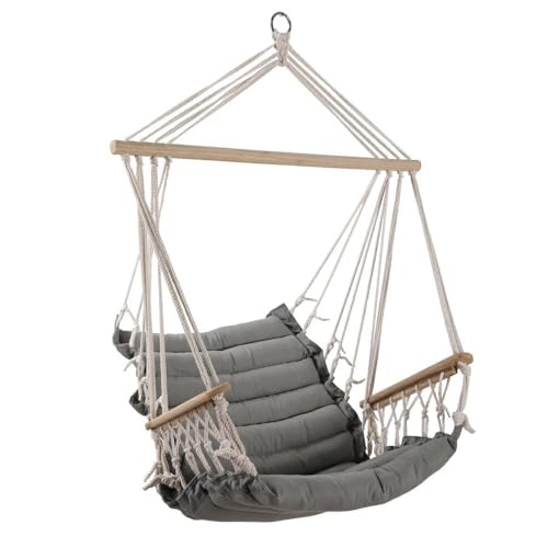 Estosa - Amaca Sospesa Modello Brenda, Dondolo Da Giardino Con Imbottitura, Sedia Sospesa Altalena Con Braccioli, Per Arredo Interni, Arredo Giardino, Balcone, Terrazzo (Grigio)