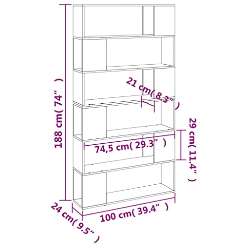 Estantería de salón moderna en madera gris con divisor estable para libros y decoración 4
