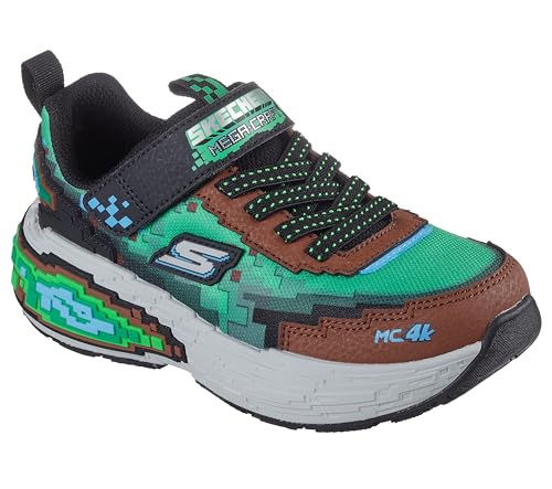 Skechers Baskets Mega-Craft 4k pour garçon, Textile synthétique Marron Vert Multi tri, 9.5 UK Child