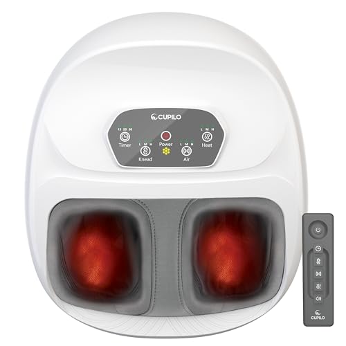 Image of CuPiLo Foot Massager with Heat, Upgraded Full Feet Shiatsu Massage, Remote Control Multi-Level Settings Foot Massager for Neuropathy(White)