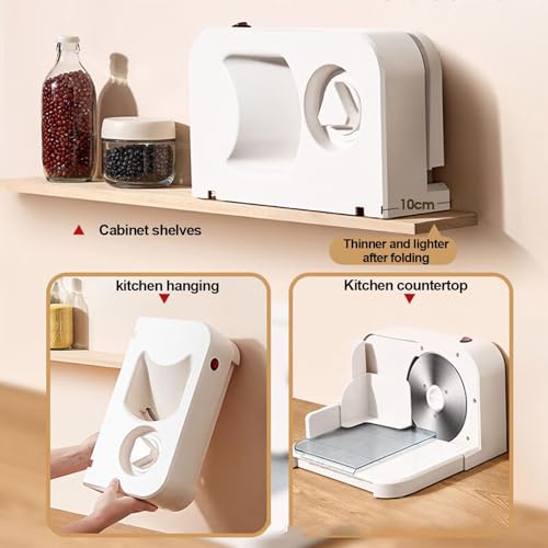 Electric Meat Slicer Machine, Foldable Design with Adjustable Thickness 1-15mm, Alloy Steel Blade, Removable Food Slicer for Deli, Meat, Cheese, and Bread - Image 5