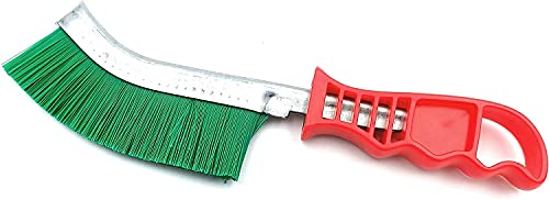 Kombi Brosse Nylon Pvc Rigide Incurvée Fil Ondulé Dos en Métal Manche Plastique Ergonomique, Brosse Main Pvc Nylon Rigide Idéale Nettoyage Matériaux Délicats Rouille Cover