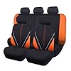 Flying Banner Universal Breathable Mesh Cloth Car Seat Covers Full Set Airbag Compatible Cushions Protector (Black and Orange)