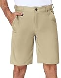 PULI Mens Hybrid Shorts Cycling Outdoor Golf Stretch Lightweight Flat Front Workout Cycling with Pockets Quicksand Khaki 34