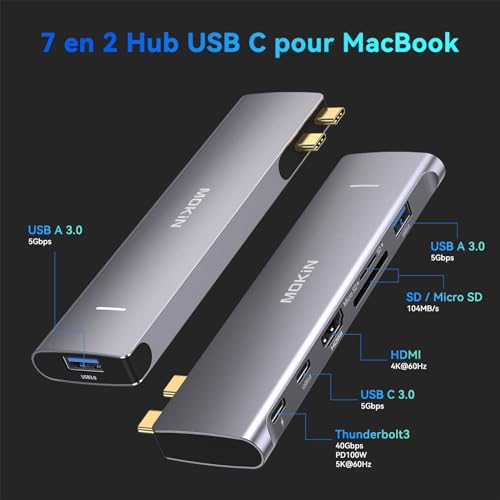 Hub Type C vers 4K HDMI pour MacBook Pro 2022-2016 avec Thunderbolt 3 - 2