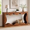 Mesa de entrada de 63" con borde festoneado, mesa consola estilo granja, soporte estrecho de entrada con estante de almacenamiento, mesa de madera curvilínea festoneada detrás del sofá para pasillo, entrada, sala, café 2