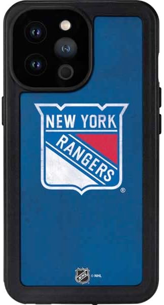 Skinit Waterproof Phone Case Compatible with iPhone 14 Pro Max - Officially Licensed NHL New York Rangers Distressed Design