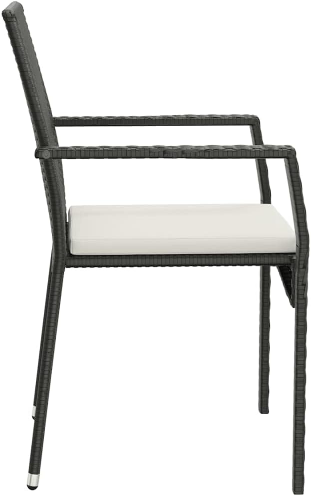 Patio Chairs with Cushions 2 pcs,Camping Chair,Armchairs,Lawn Chairs,Deck Chair,Club Chairs,Bistro Chairs,Lounge Chairs,High Back Chairs,for Garden,Backyard,Lawn,Porch,Poolside,Poly Rattan Black