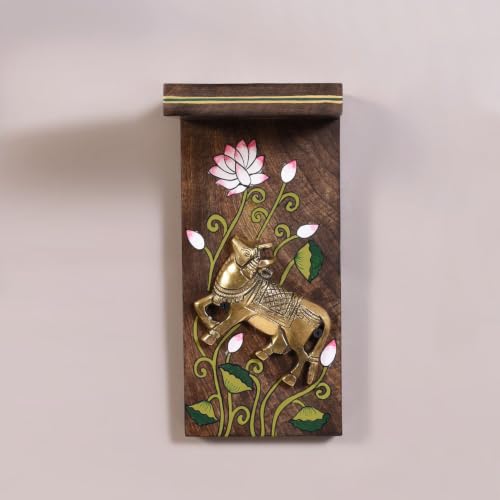 Image of AAKRITI ART CREATIONS Handcrafted Mango Wood Wall Sculpture for Home Decor | Brown Wooden Wall Hanging Decoration Item | Living Room Decor | Indian Handicraft Art | Housewarming Gift