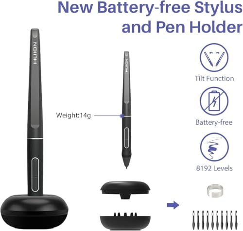 Image of HUION Kamvas Pro 13 Graphic Tablet with Screen, 13,3 inch Drawing Tablet with Screen, Full Laminated, with Adjustable Stand and Battery-Free Stylus, Ideal for Work from Home & Remote Learning