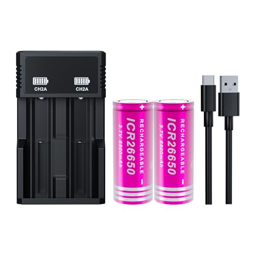 BENKIA 26650 Rechargeable Battery 6800mAh 2-Pack