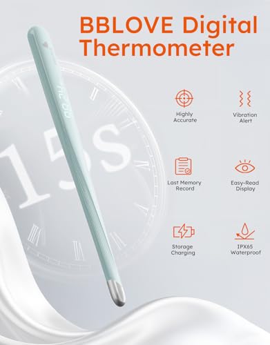 BBLOVE Thermometer for Adults and Kids, Medical-Grade Accurate Fast Reading Oral and Underarm Temperatures, Rechargeable Digital Thermometers with LED Display