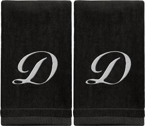 Personalized Monogrammed Towels Set Of 4 - 100% Cotton Velour Fingertip Hand Towels With Silver Initials - View #7