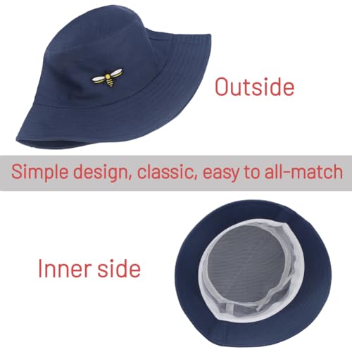 Image of Cotton Bucket Hat for Women Men Summer Travel Sun Beach Bucket Cap, Unisex Outdoor Fisherman Hat