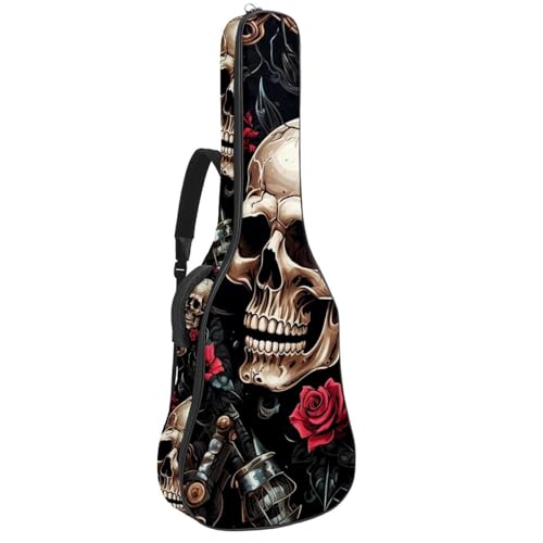 Sac guitare étanche et antichoc de 101,6 cm avec grand étui rembourré style punk crâne