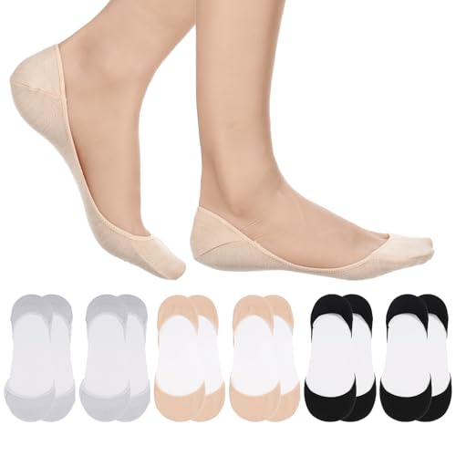 6 Pairs of No-Show Socks for Flats, Anti-Slip, Invisible Socks for Women, Non-Slip, Sock for Flats, Ultra-Low And Ultra-Thin Cotton Sock, Invisible Liners